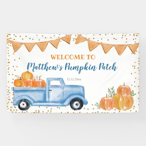 Blue Pumpkin Truck Birthday Banner