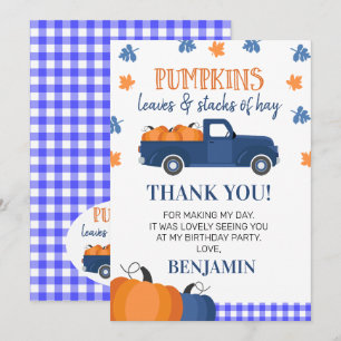 Blue Pumpkin Truck Birthday Thank You Card