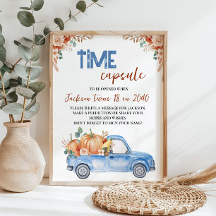 Blue Pumpkin Truck Birthday Time Capsule Sign