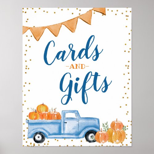 Blue Pumpkin Truck Cards and Gifts Signage Poster