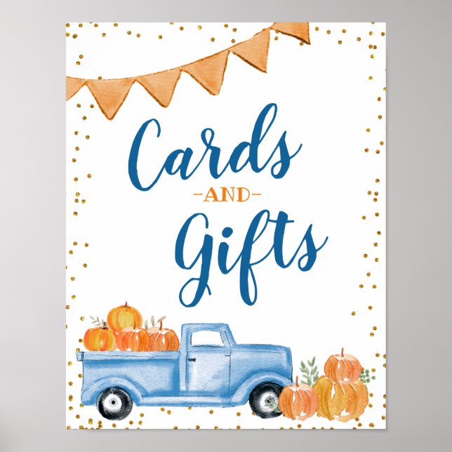 Blue Pumpkin Truck Cards and Gifts Signage Poster (Front)