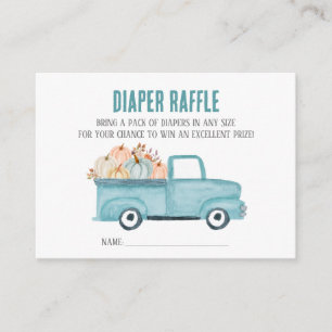 Blue Pumpkin Truck Diaper Raffle Enclosure Card