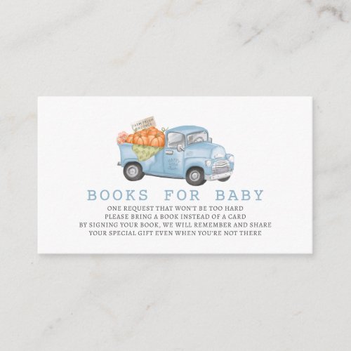 Blue Pumpkin Truck Gingham Books for Baby Enclosure Card