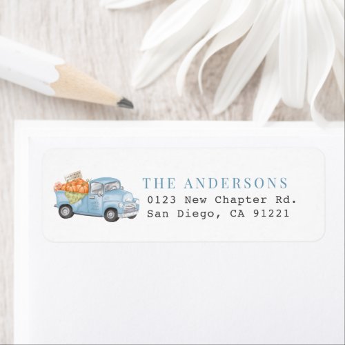 Blue Pumpkin Truck Return Address Label