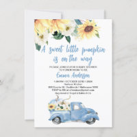 Blue Pumpkin Truck Sunflowers Baby Shower