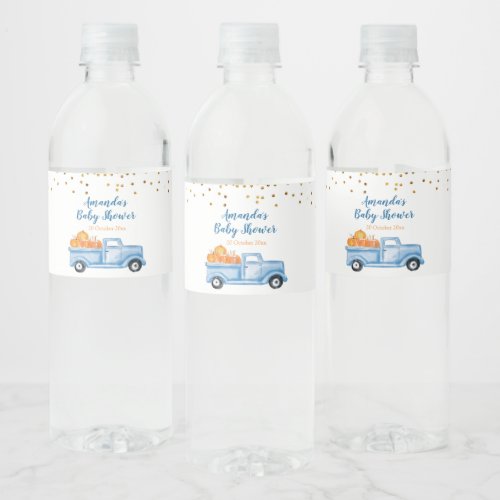 Blue Pumpkin Truck Water Bottle Labels