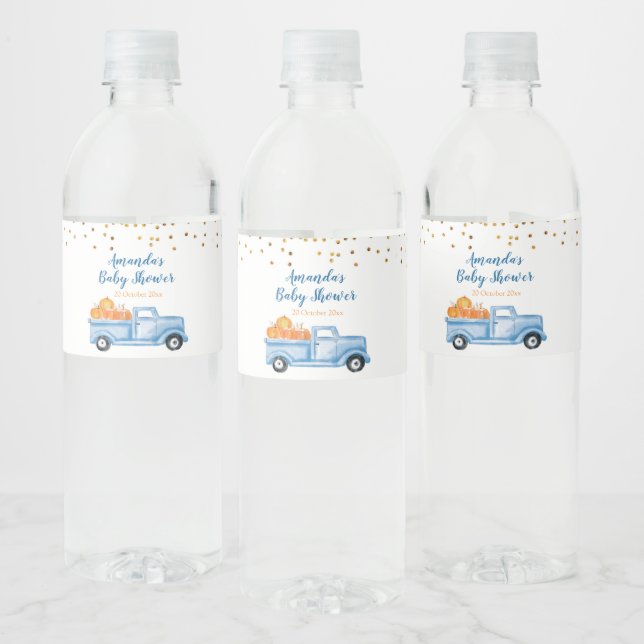 Blue Pumpkin Truck Water Bottle Labels (Bottles)
