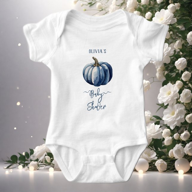 Blue Pumpkin Watercolor  Baby Boy Shower T-Shirt Bodysuit (Creator Uploaded)