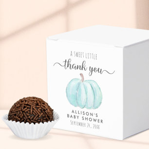 Blue Pumpkin Watercolor Baby Boy Shower Thank You Favor Boxes