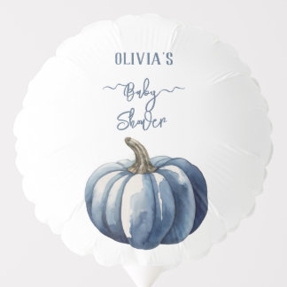 Blue Pumpkin Watercolor Boho Baby Boy Shower Balloon