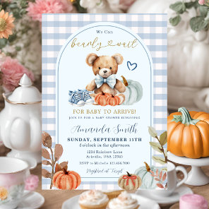 Blue Pumpkin We can Bearly Wait Bear Baby Shower  Invitation