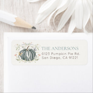Blue Pumpkin Wildflower Butterfly Return Address Label