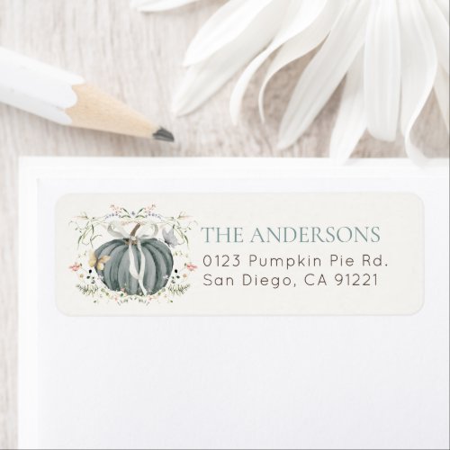 Blue Pumpkin Wildflower Butterfly Return Address Label
