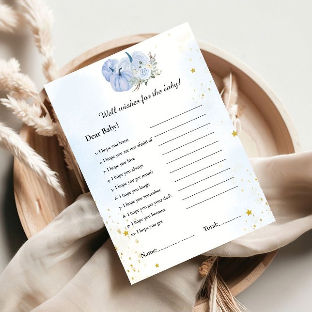 Blue Pumpkin  wishes for the baby shower game Card (Creator Uploaded)