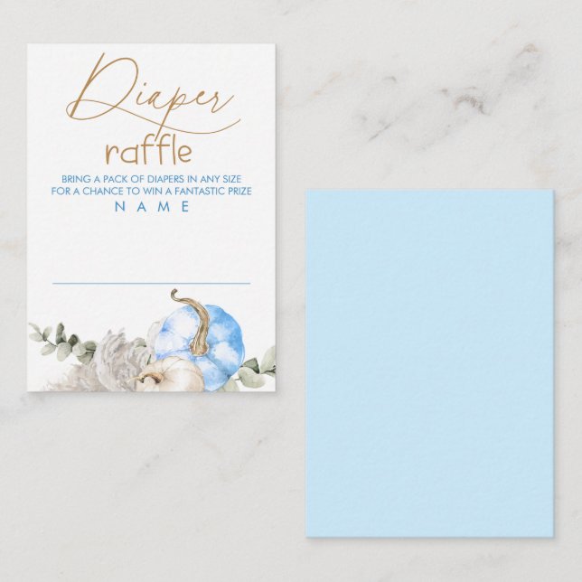 Blue Pumpkins Baby Shower Diaper Raffle Enclosure Card (Front/Back)