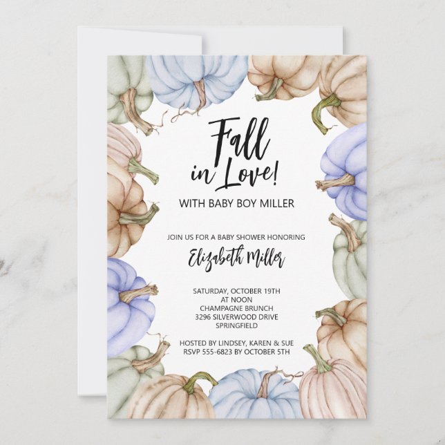 Blue Pumpkins Baby Shower Invitation (Front)