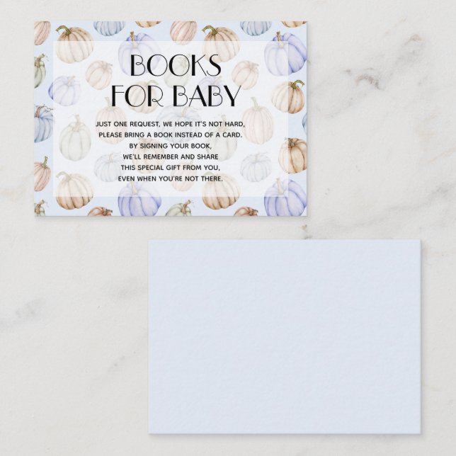 Blue Pumpkins Boy Baby Book Request Enclosure Card (Front/Back)