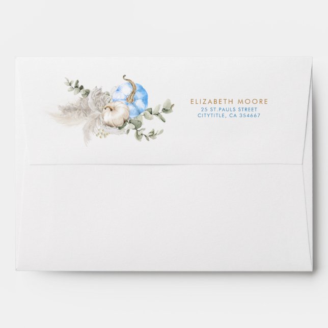 Blue Pumpkins Cute Fall Baby Shower Envelope (Back (Top Flap))