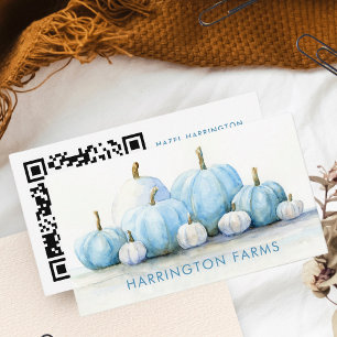 Blue Pumpkins Farm QR Code Scannable Watercolor Business Card