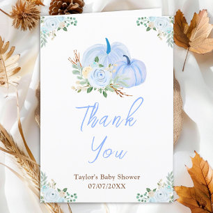 Blue Pumpkins Floral Baby Shower Thank You Card