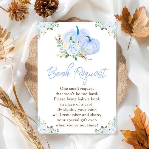 Blue Pumpkins Floral Book Request Enclosure Card