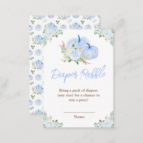 Blue Pumpkins Floral Diaper Raffle Enclosure Card