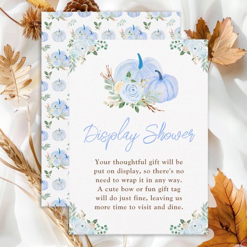 Blue Pumpkins Floral Display Baby Shower Enclosure Card