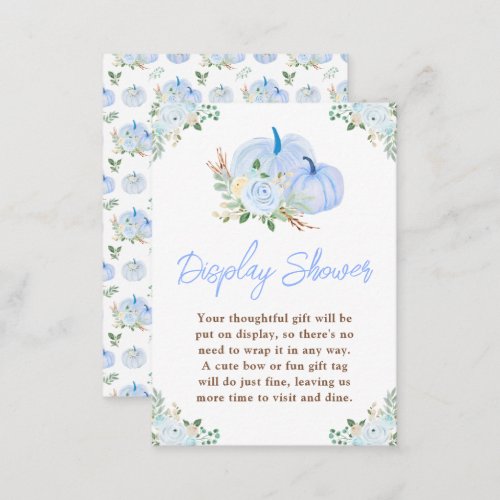 Blue Pumpkins Floral Display Baby Shower Enclosure Card