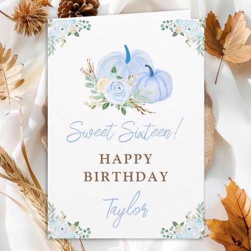 Blue Pumpkins Floral Sweet Sixteen Birthday
