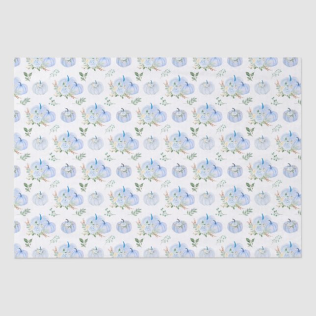 Blue Pumpkins Floral Tissue Paper (Front)