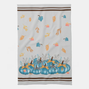 Blue Pumpkins Gray Colorful Kitchen Towel
