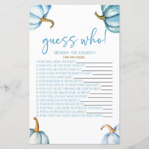 Blue Pumpkins Guess Who Baby Shower Game