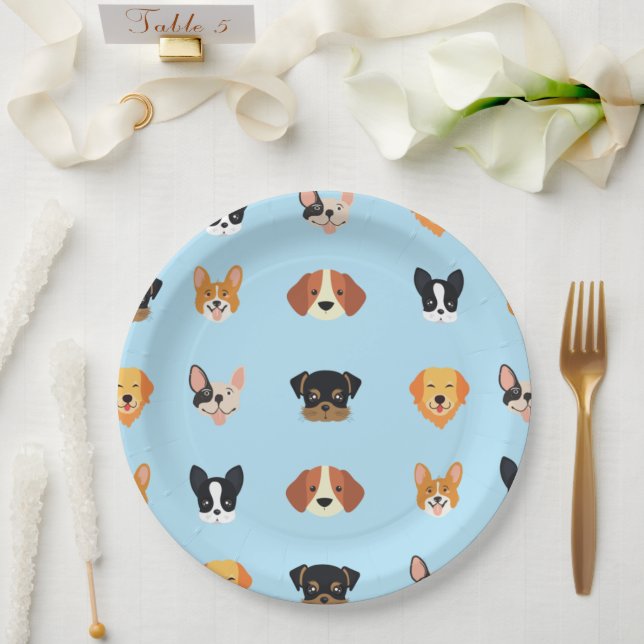 Blue Puppies Dog Birthday   Paper Plates (Wedding)