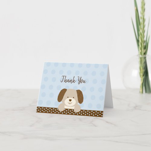 Blue Puppy Baby Shower Thank You Card