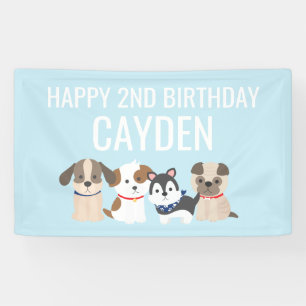 blue puppy birthday party banner