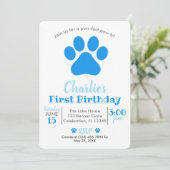 Blue Puppy Dog Birthday Invitation (Standing Front)