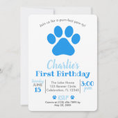 Blue Puppy Dog Birthday Invitation (Front)