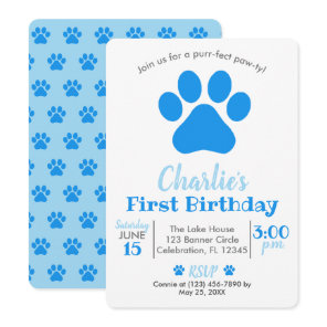 Blue Puppy Dog Birthday Invitation