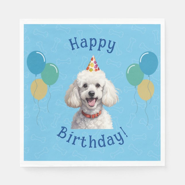 Blue Puppy Dog Birthday Paw-ty Napkins (Front)