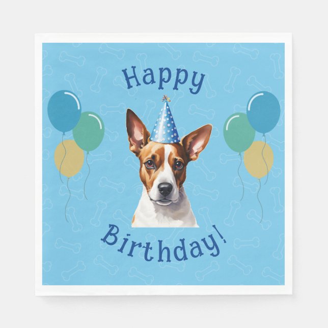 Blue Puppy Dog Birthday Paw-ty Napkins (Front)