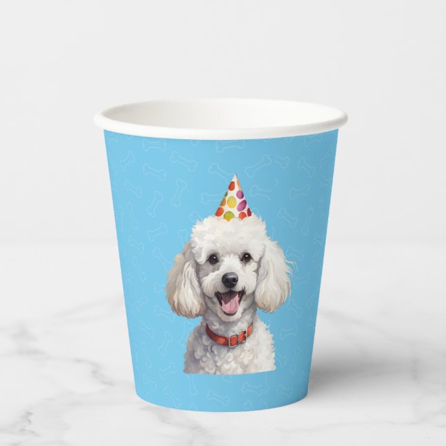 Blue Puppy Dog Birthday Paw-ty  Paper Cups (Front)