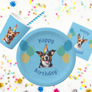 Blue Puppy Dog Birthday Paw-ty Paper Plates