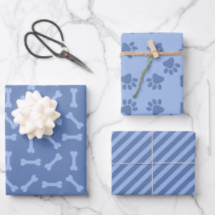 Blue Puppy Party Gift Wrap, Kids & Pets Birthday Wrapping Paper Sheets