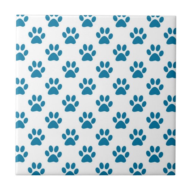 Blue puppy paw print pattern tile (Front)