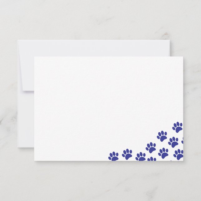 Blue Puppy Paw Prints  Note Card (Back)