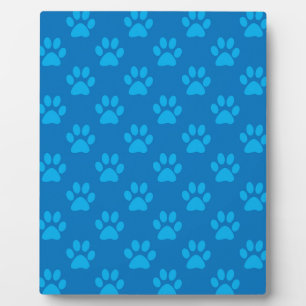 Blue puppy paws pattern plaque