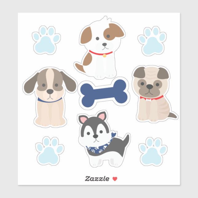 Blue Puppy Sticker Sheet (Sheet)