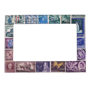 Blue-Purple 1 Postage Stamp Collage, Picture Frame