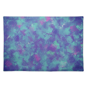 Blue purple Abstract Brush Strokes Design Cloth Placemat