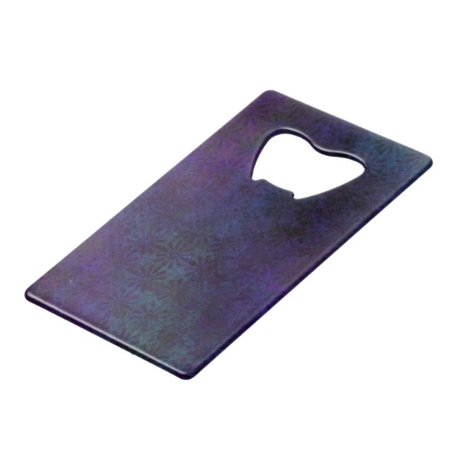 Blue & Purple Abstract, Grungy Digital Art Credit Card Bottle Opener (Back Angled)
